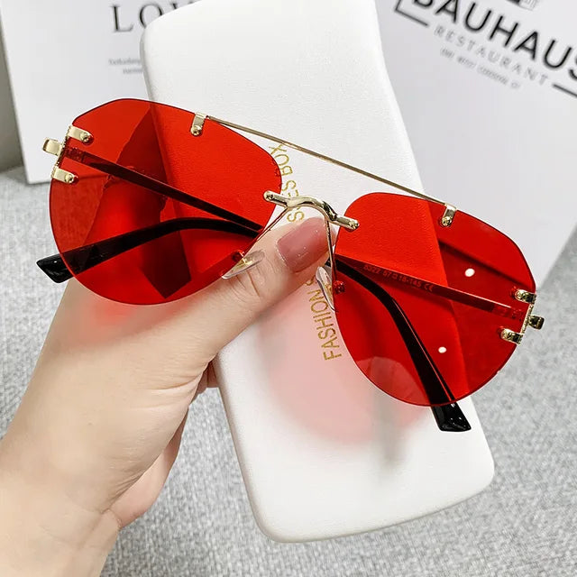 Vintage Unisex Rimless Pilot Sunglasses