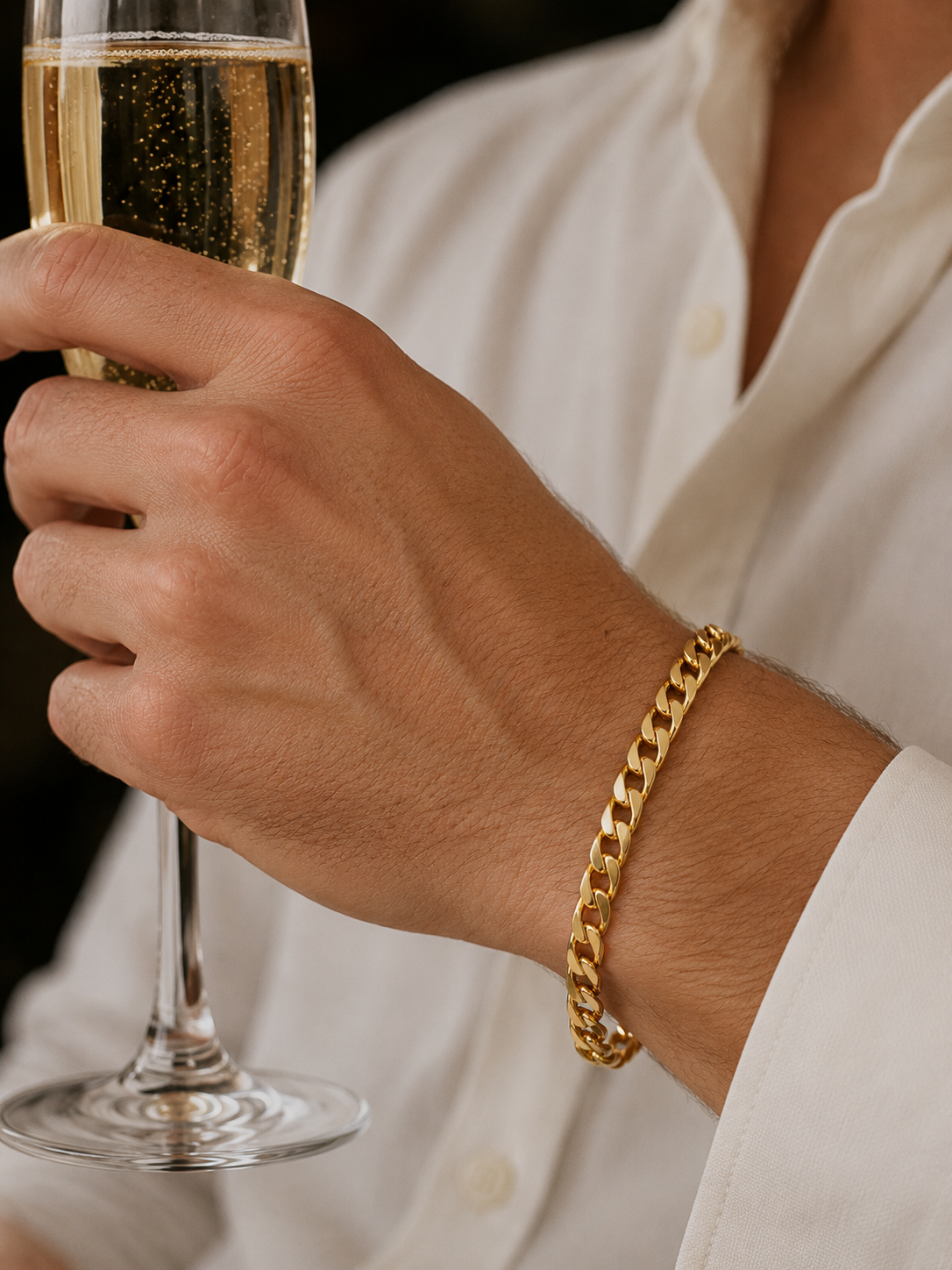 Men's Gold Electroplated Titanium Steel Cuban Bracelet