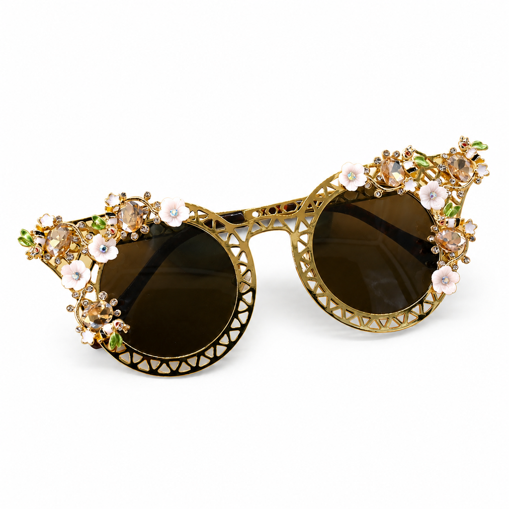 Women's Exaggerated European Baroque Sunglasses w/ Luxury Floral Design
