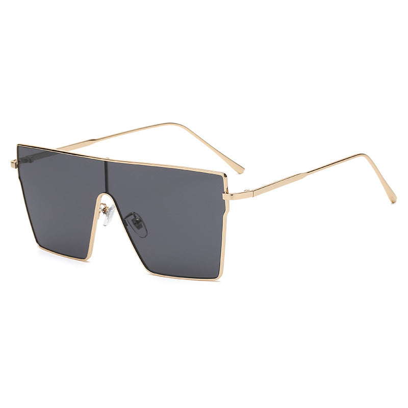 Women's Oversize Square Frame Sunglasses W/ Gold Trimming