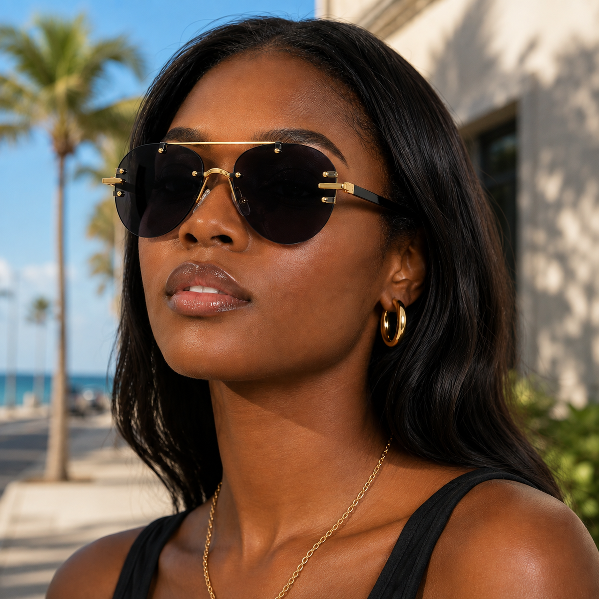Vintage Unisex Rimless Pilot Sunglasses