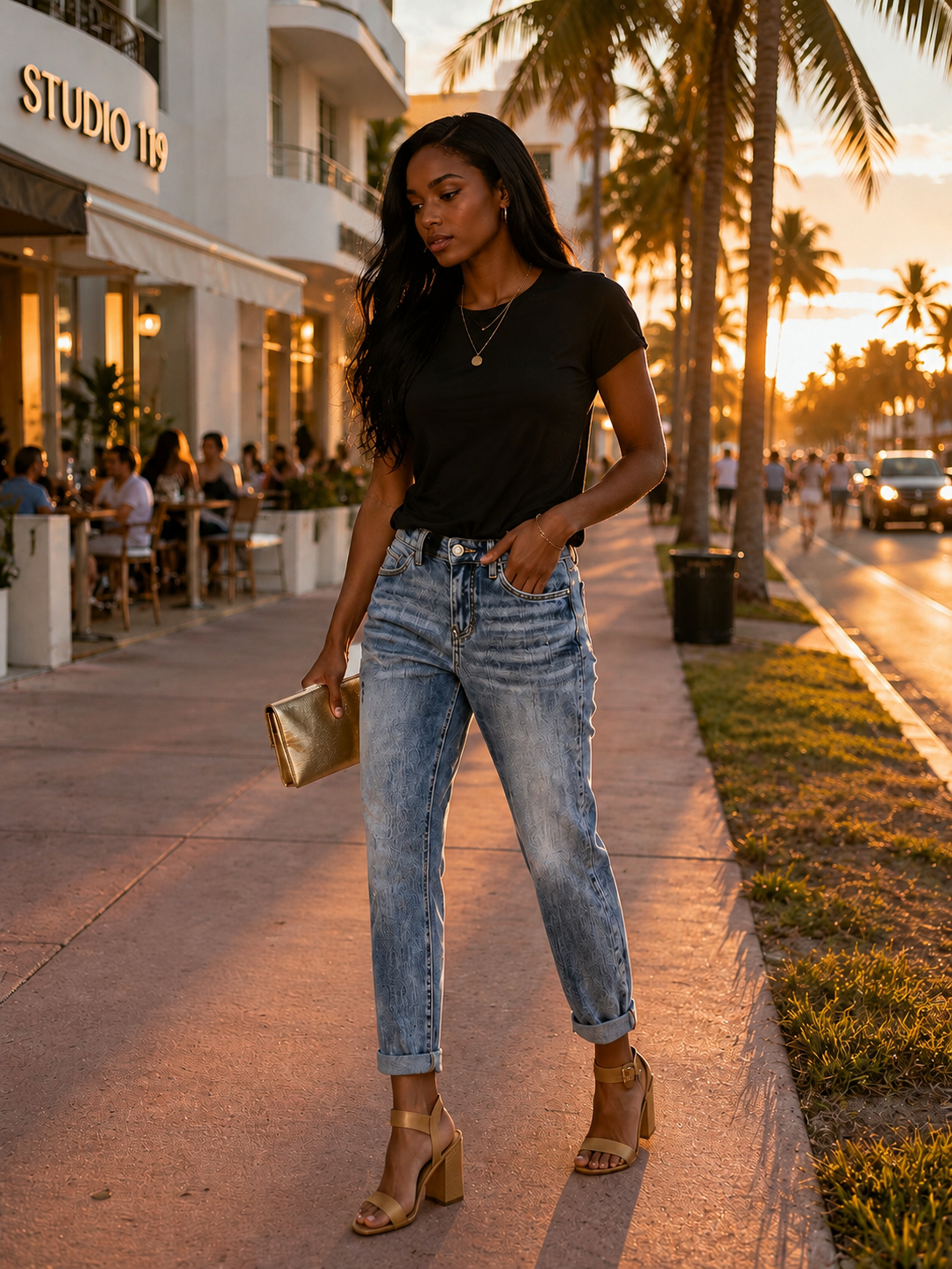 Women’s Slim Fit Denim Jeans w/ Foldable Legs