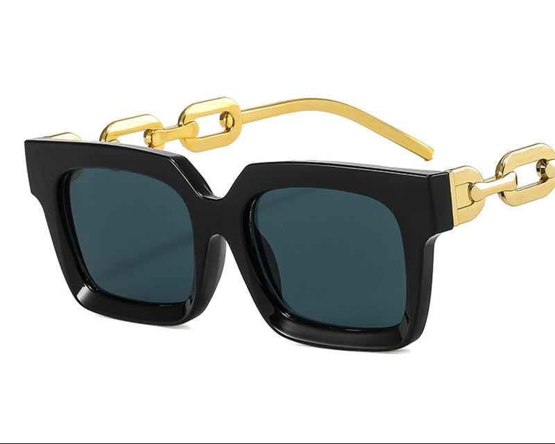 New Retro Squared Frame Sunglasses w/ Metal Chain Legs