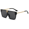 Square Flat Top Sunglasses w/ Gold V Detailed