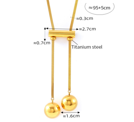18K Gold-Plated Titanium Steel Hollow Bead Necklace