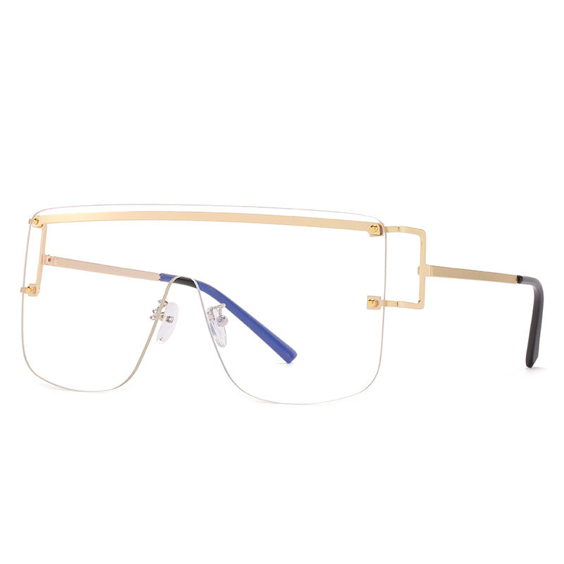 Unisex Fameless One Piece Sunglasses w/ Gold Accent