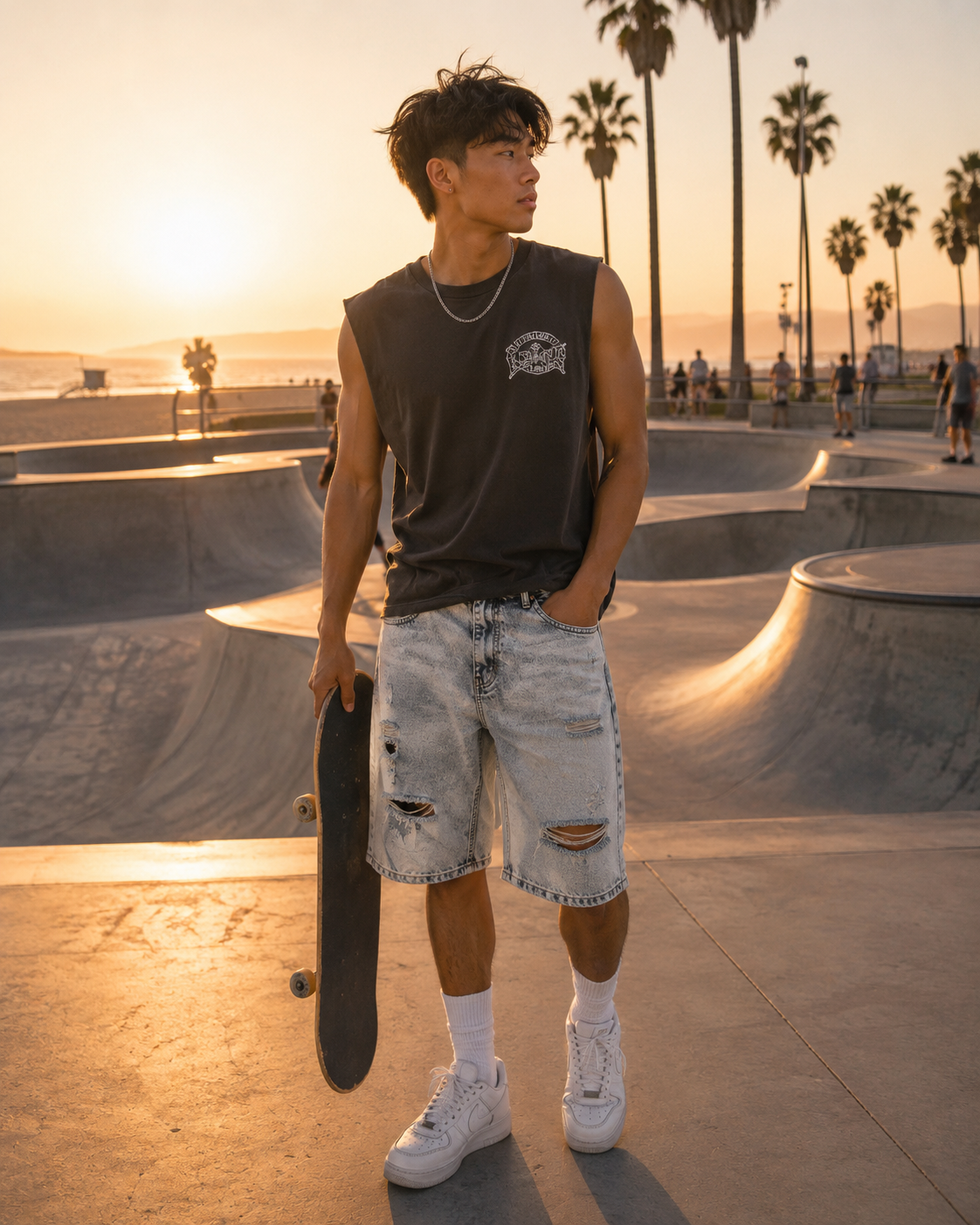 Men's Ripped Denim Jorts Pants