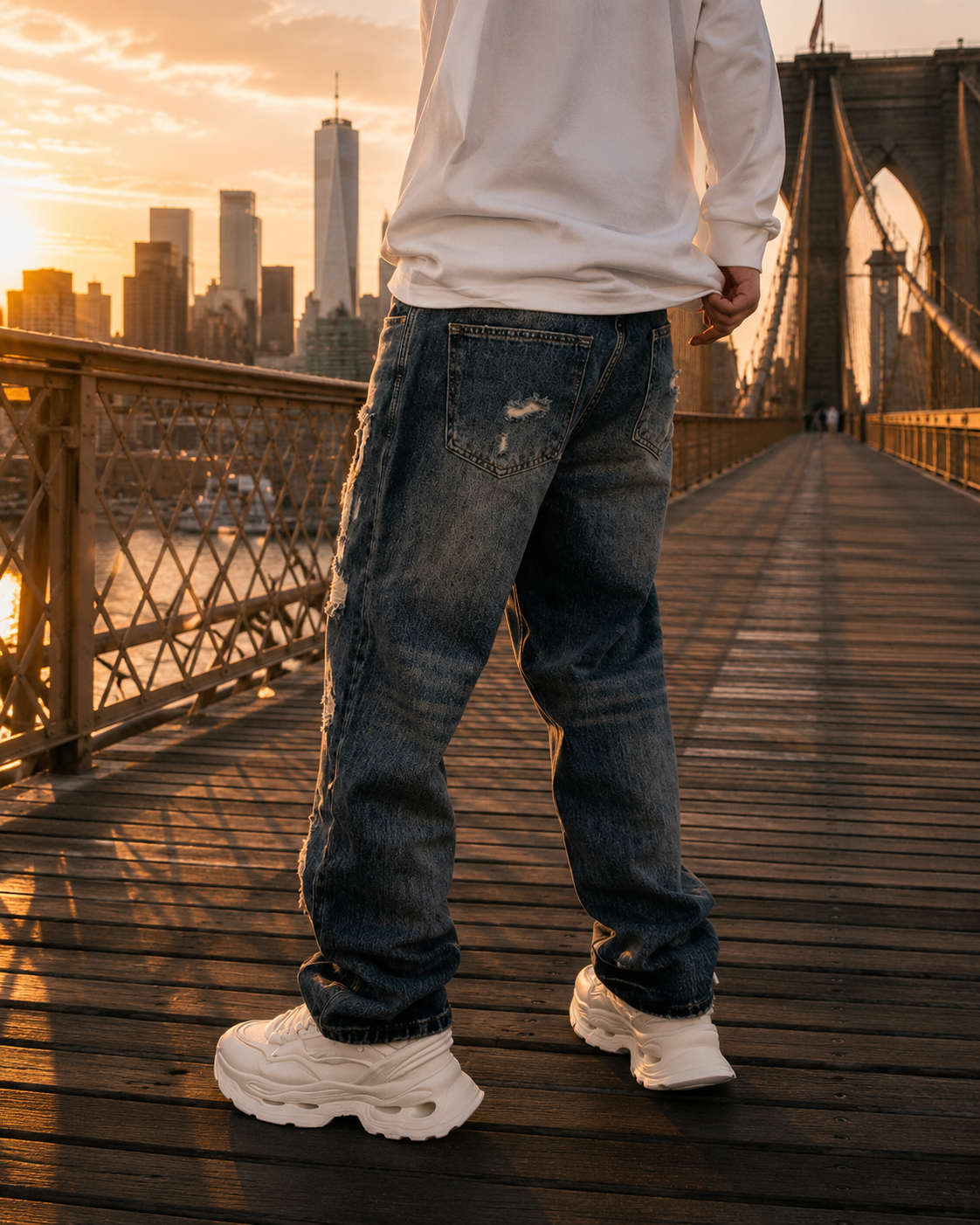 Men's Casual Stylish Ripped Patch Jeans