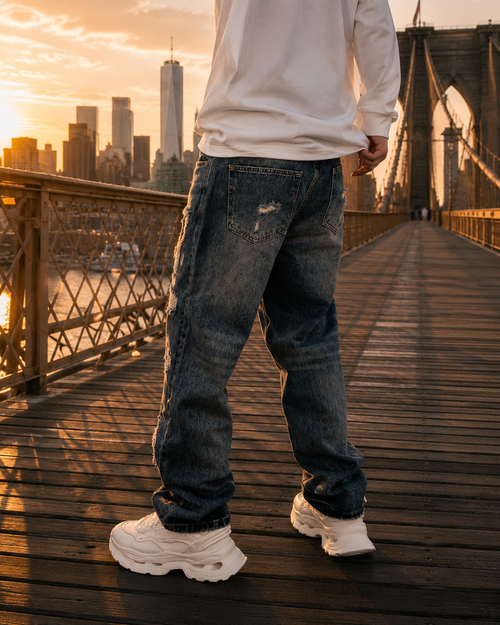 Men's Casual Stylish Ripped Patch Jeans