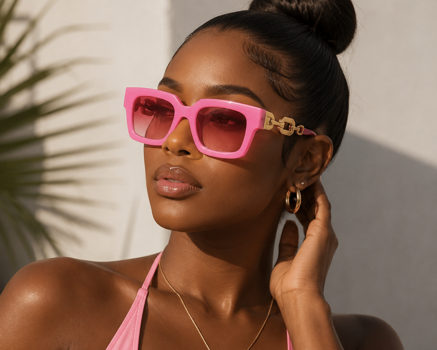 New Retro Squared Frame Sunglasses w/ Metal Chain Legs