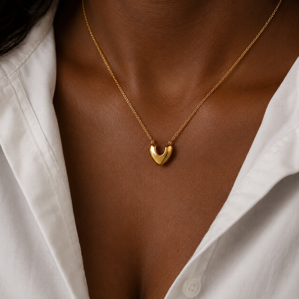 Gold-Plated Heart-Like Pendant Necklace
