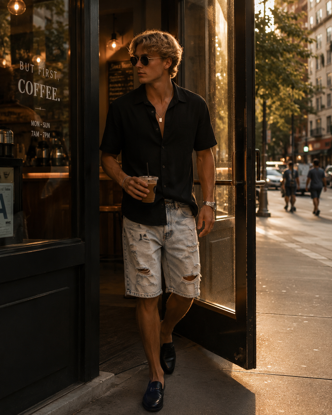 Men's Ripped Denim Jorts Pants