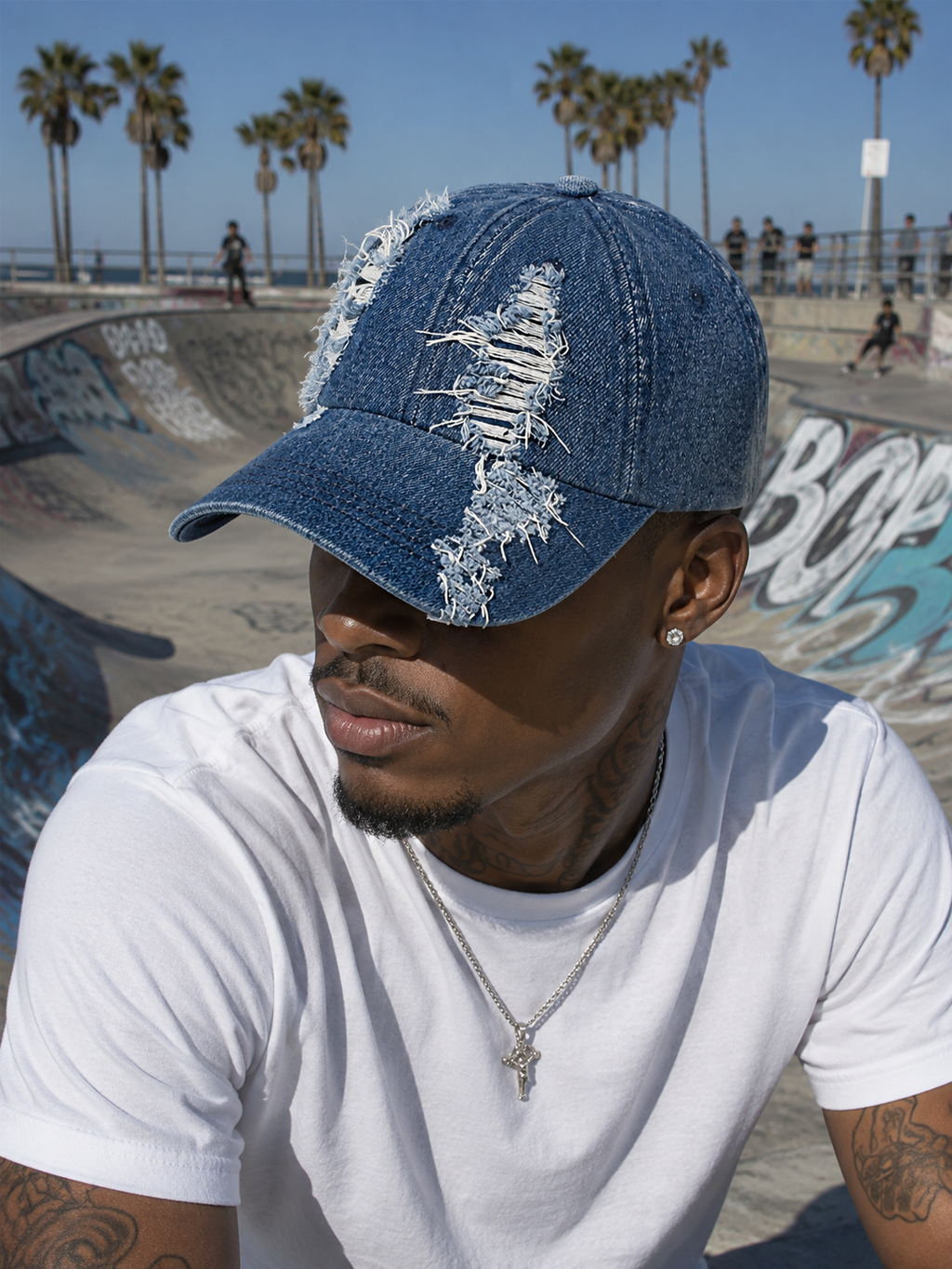 Ripped Denim Cap