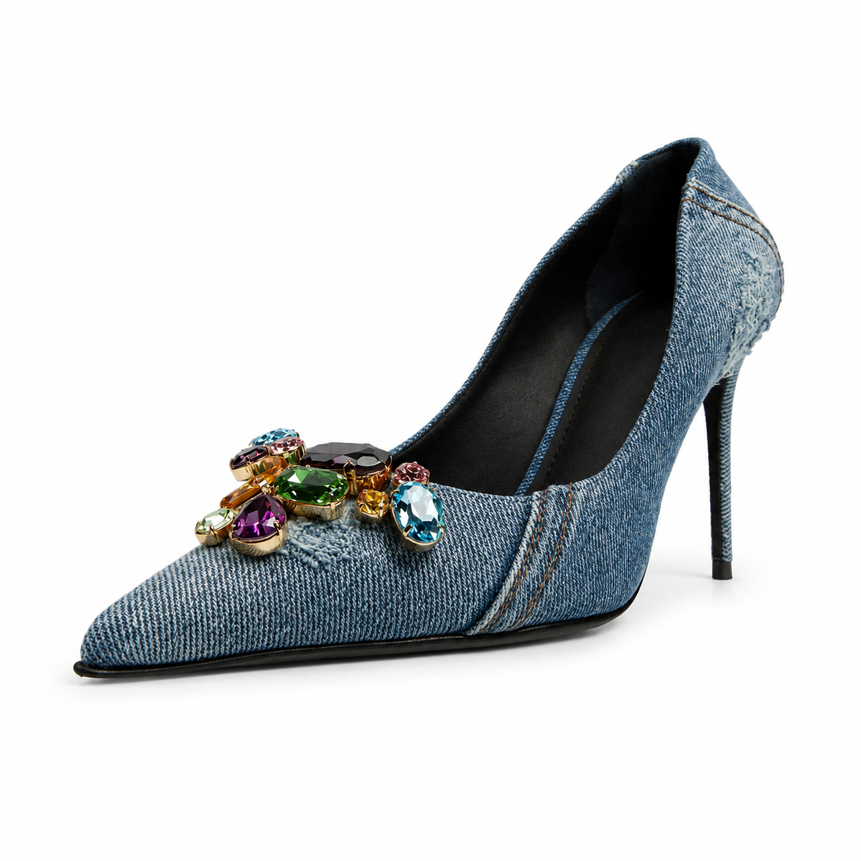 Women's Classic Denim Pump w/ Bejeweled Toe