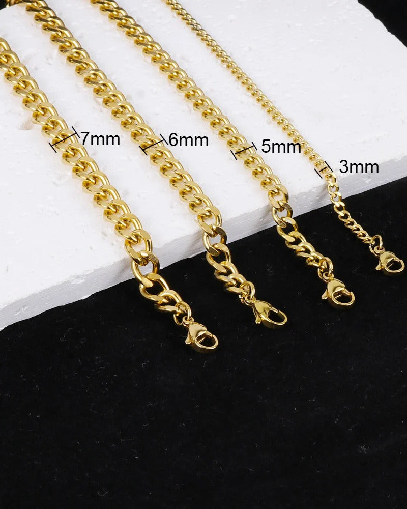 Men's Gold Electroplated Titanium Steel Cuban Bracelet