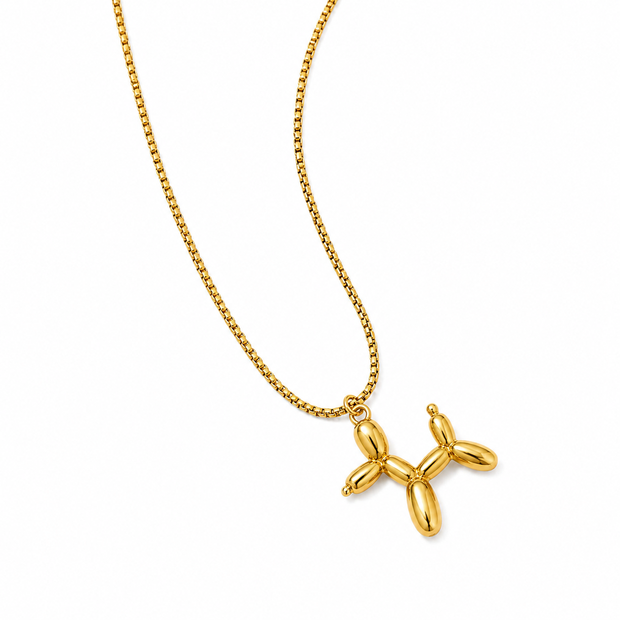 18K Gold-Plated Titanium Steel Puppy Shape Pendant Necklace