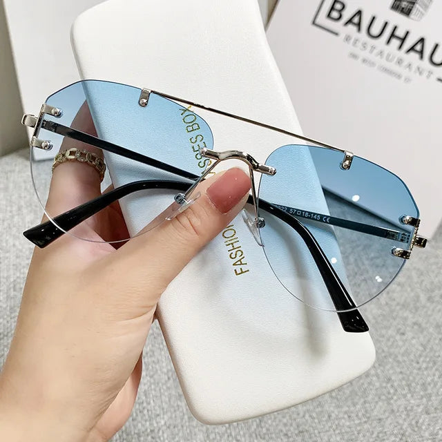 Vintage Unisex Rimless Pilot Sunglasses