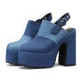 Women's Denim Splice Mueller Pump w/ Platform Heel & Sling Back Strap