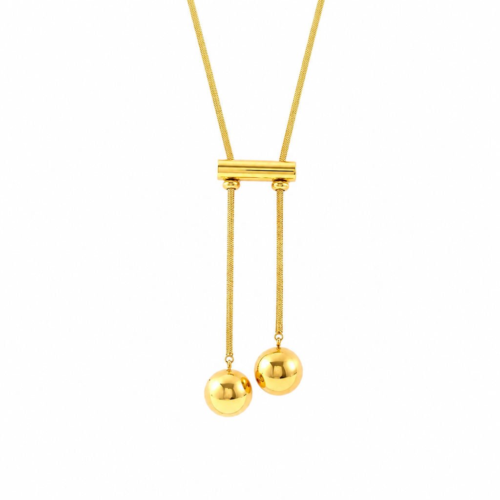 18K Gold-Plated Titanium Steel Hollow Bead Necklace