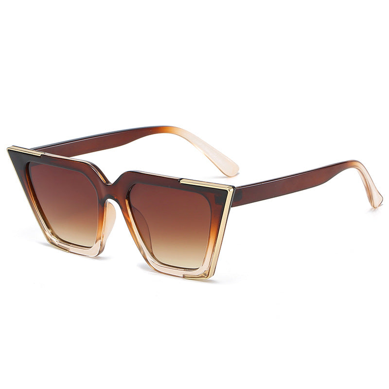 Women's Cat Eye Sunglasses w/ Gold Metal Edge