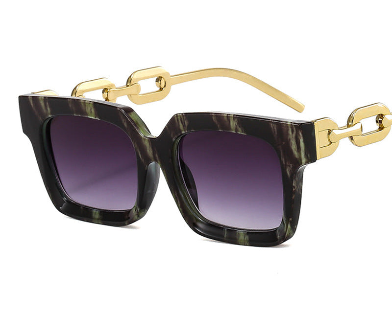 New Retro Squared Frame Sunglasses w/ Metal Chain Legs