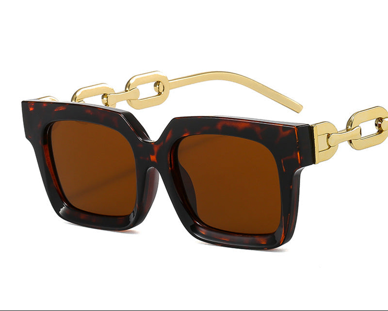 New Retro Squared Frame Sunglasses w/ Metal Chain Legs