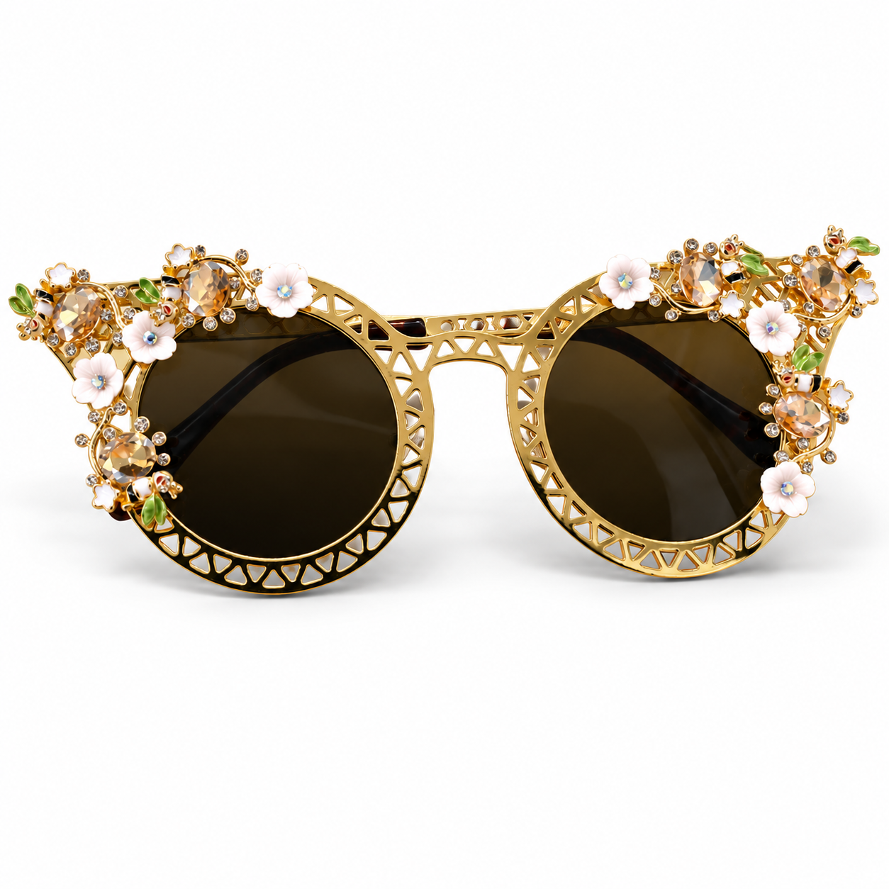 Women's Exaggerated European Baroque Sunglasses w/ Luxury Floral Design