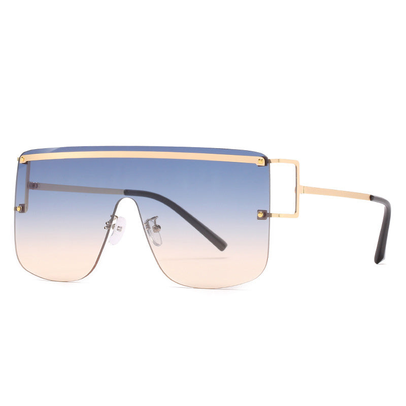Unisex Fameless One Piece Sunglasses w/ Gold Accent
