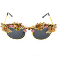 New Women's Luxury Sunglasses w/ Artistic Pearl Inlaid & Gold Legs