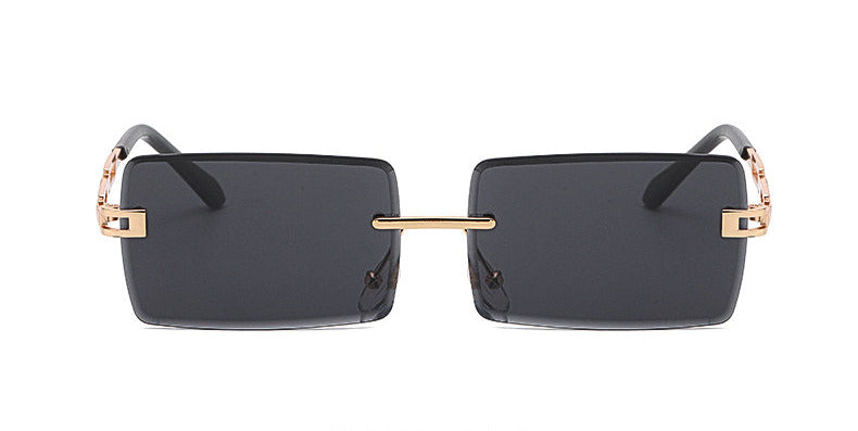 Unisex Rectangle Frameless Sunglasses W/ Metal Chain Leg