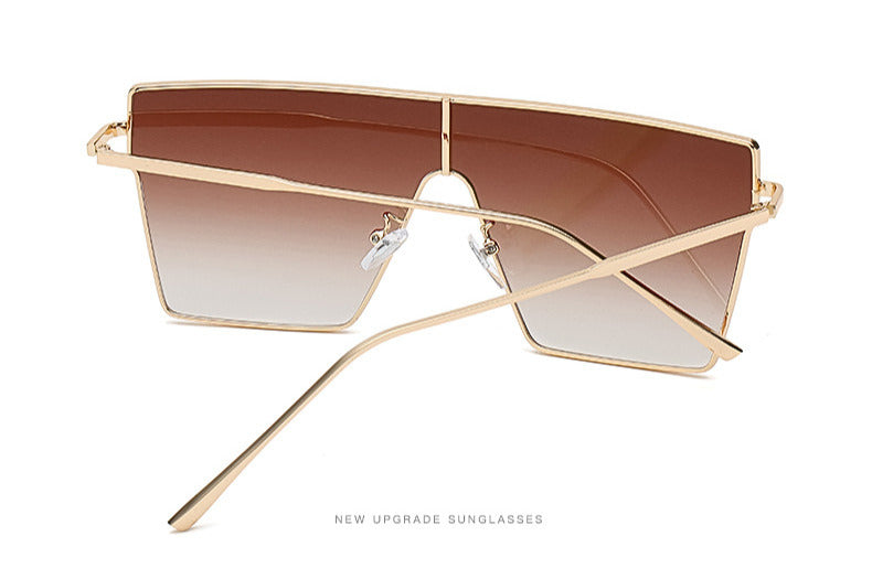 Women's Oversize Square Frame Sunglasses W/ Gold Trimming