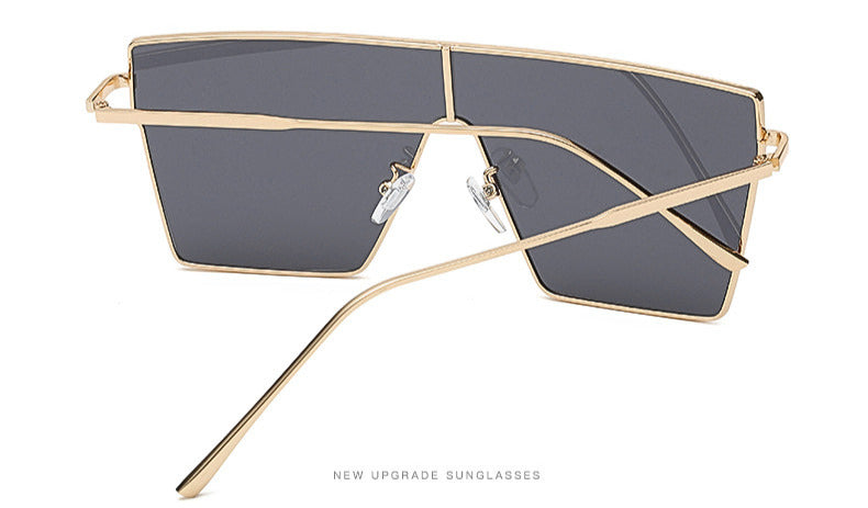 Women's Oversize Square Frame Sunglasses W/ Gold Trimming