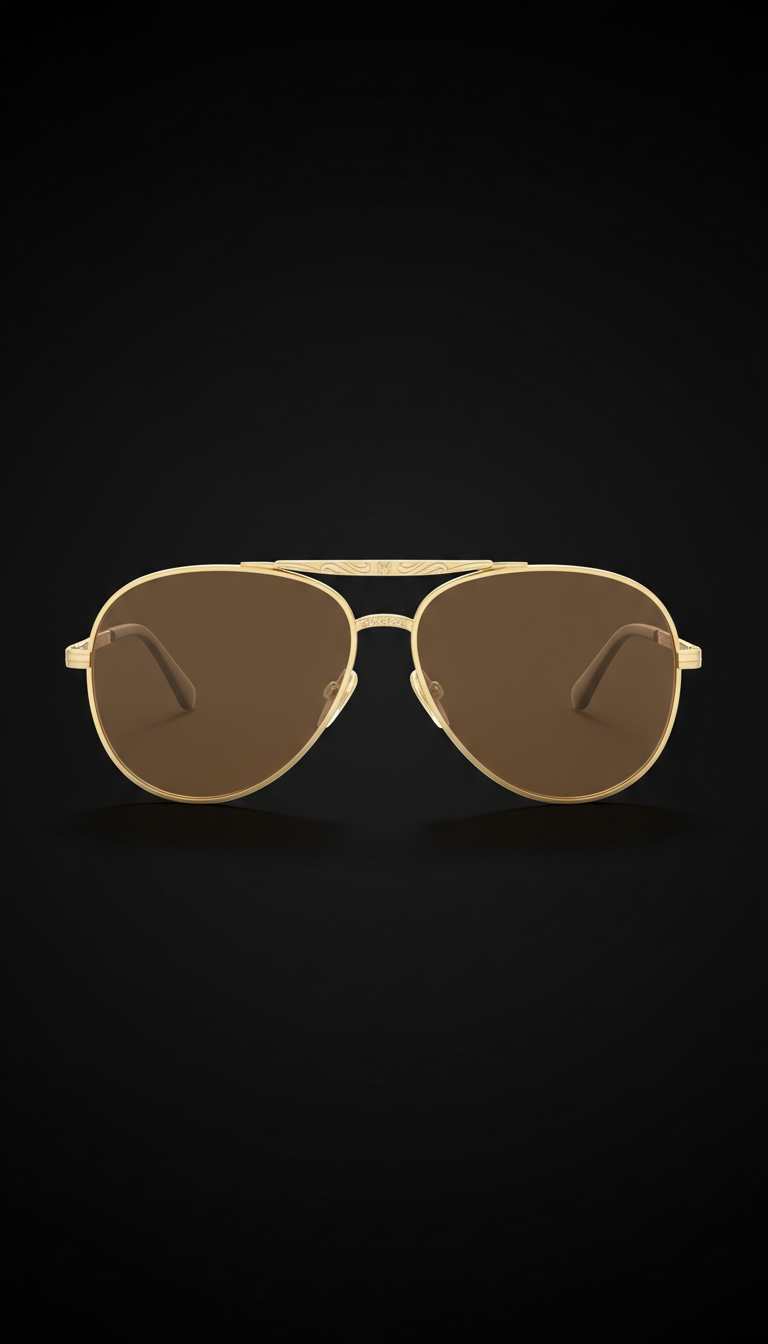 Oversized Gold-Framed Sunglasses