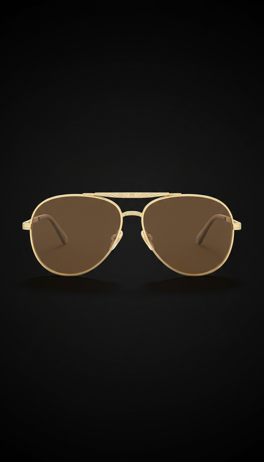 Oversized Gold-Framed Sunglasses