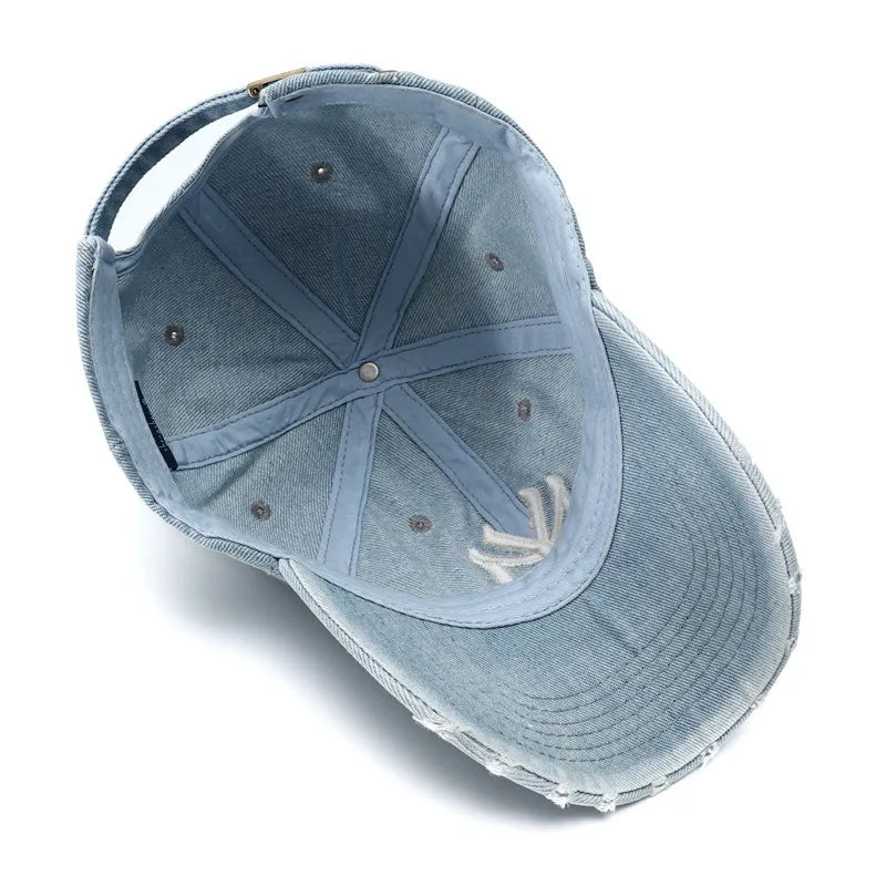Men's Vintage Embroidered Denim Washed Baseball Cap