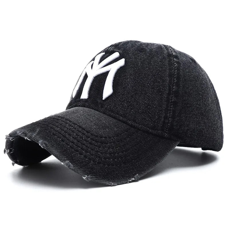 Men's Vintage Embroidered Denim Washed Baseball Cap