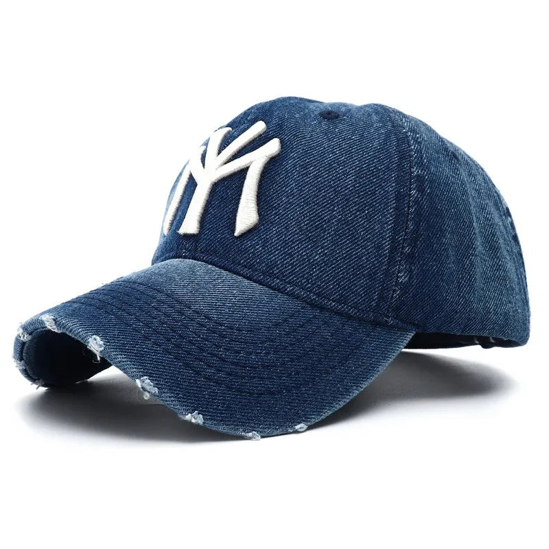 Men's Vintage Embroidered Denim Washed Baseball Cap