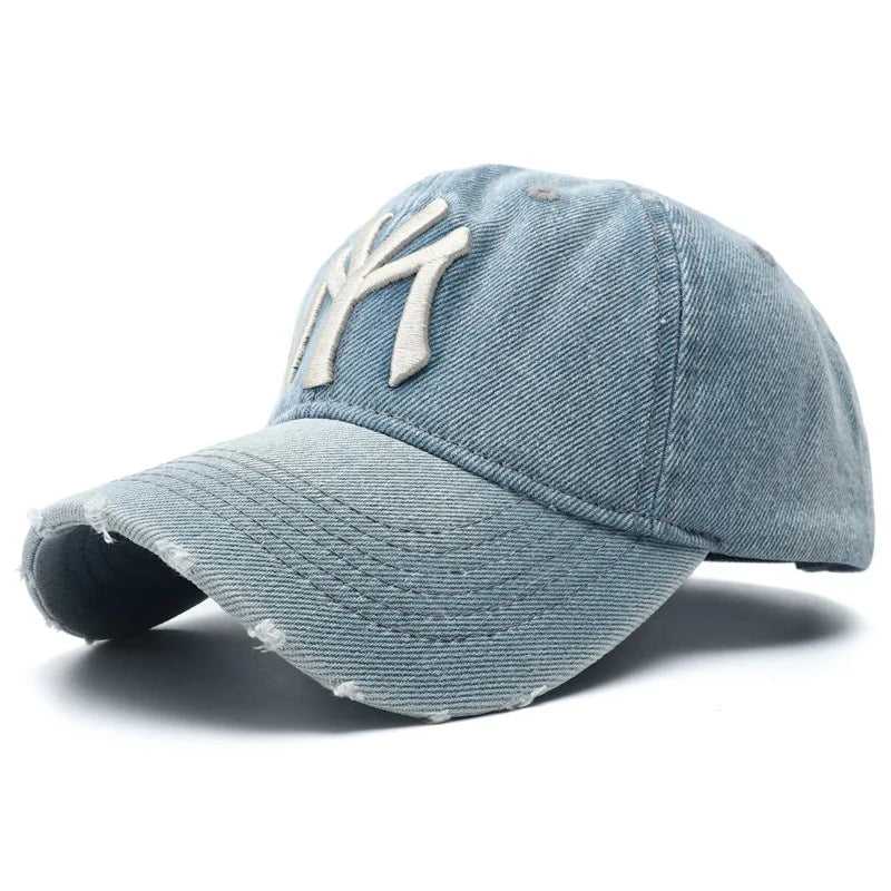 Men's Vintage Embroidered Denim Washed Baseball Cap
