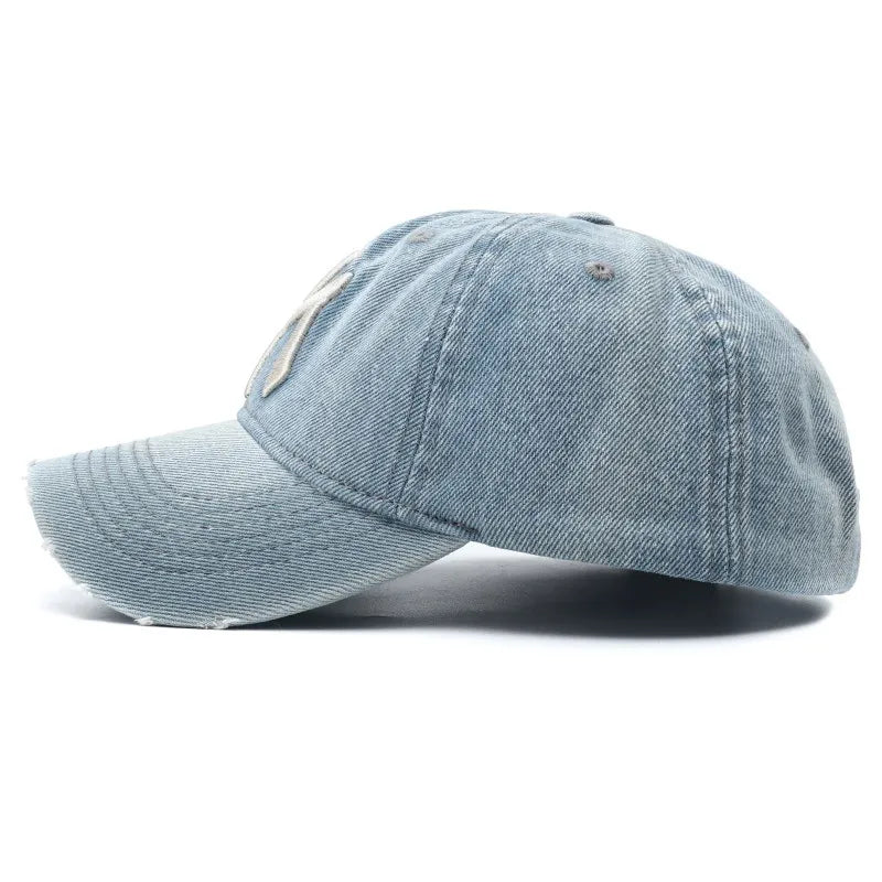 Men's Vintage Embroidered Denim Washed Baseball Cap